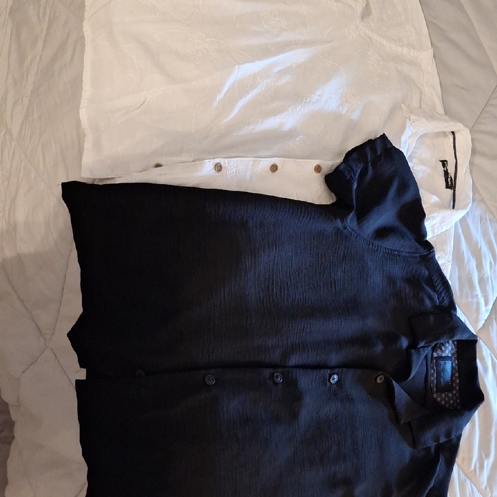 2 Men's Large Short-sleeved Button Up Shirts